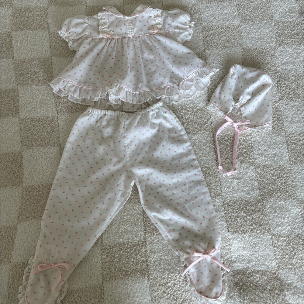 Alexis Pink Floral Baby Dress with Bonnet